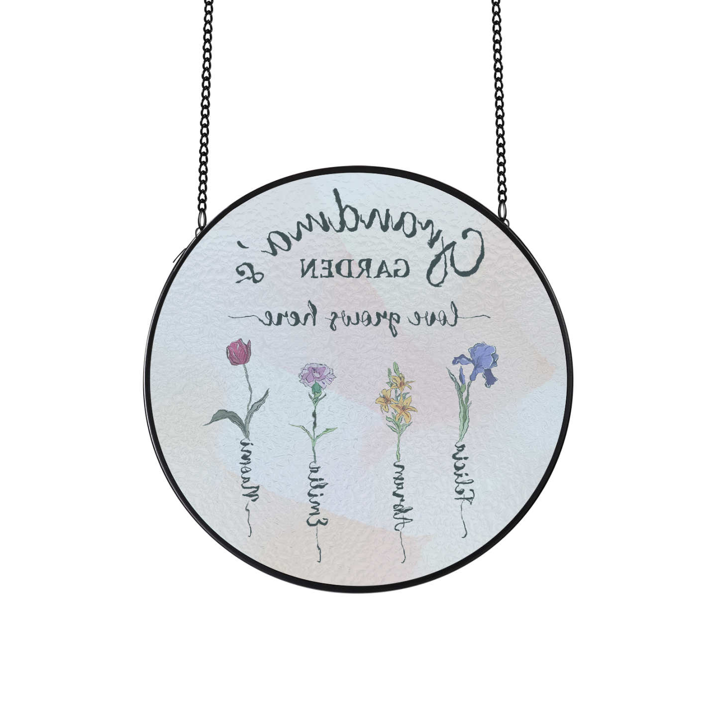 Personalized Garden Birthflower Suncatcher for Family with 2-6 Birthflowers Names