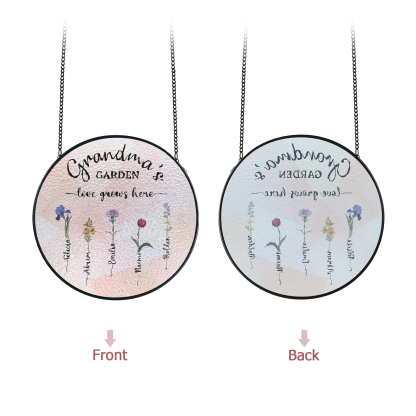 Personalized Garden Birthflower Suncatcher for Family with 2-6 Birthflowers Names