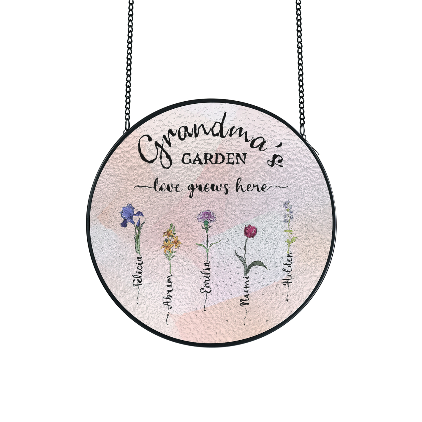 Personalized Garden Birthflower Suncatcher for Family with 2-6 Birthflowers Names