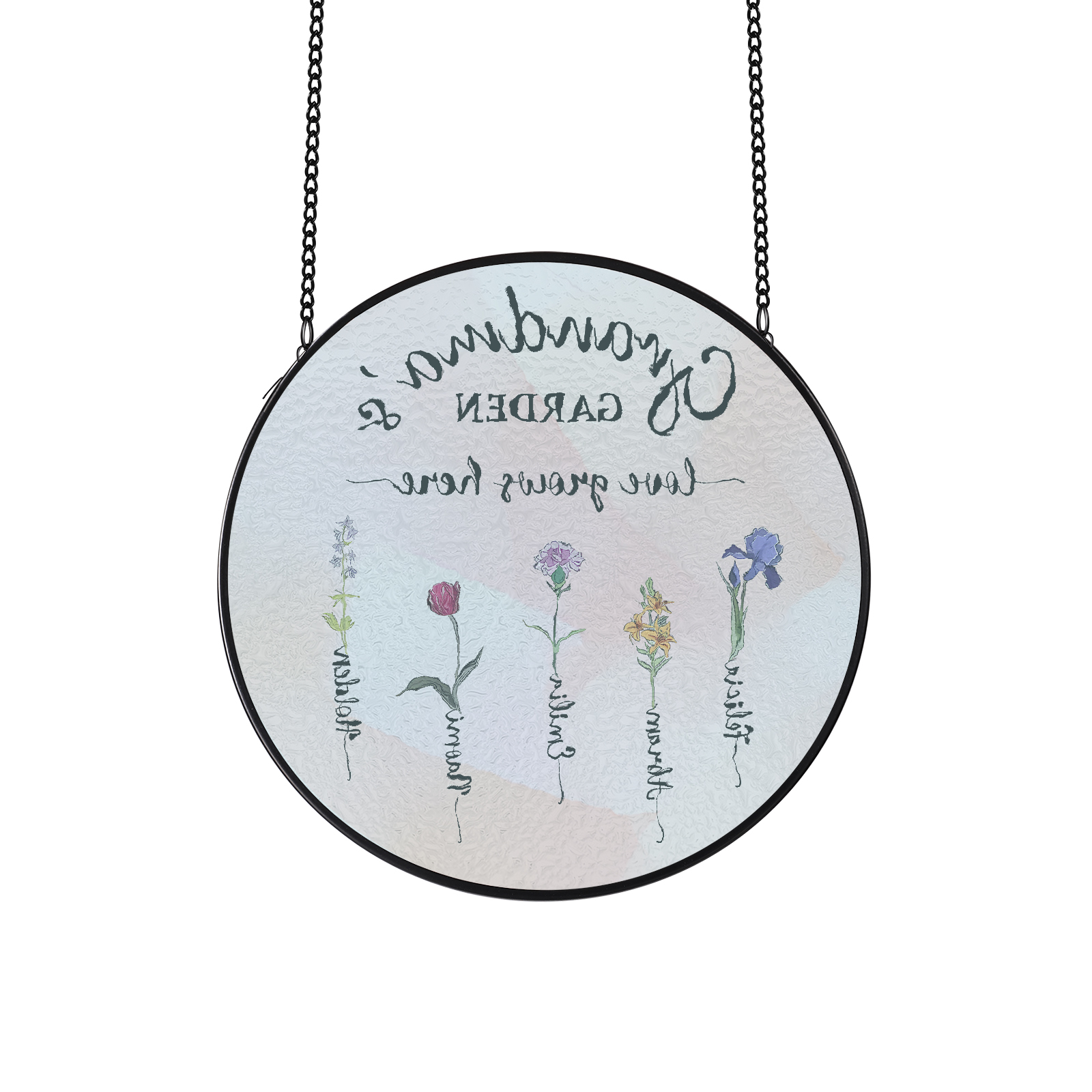 Personalized Garden Birthflower Suncatcher for Family with 2-6 Birthflowers Names