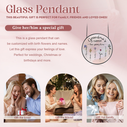 Personalized Garden Birthflower Suncatcher for Family with 2-6 Birthflowers Names