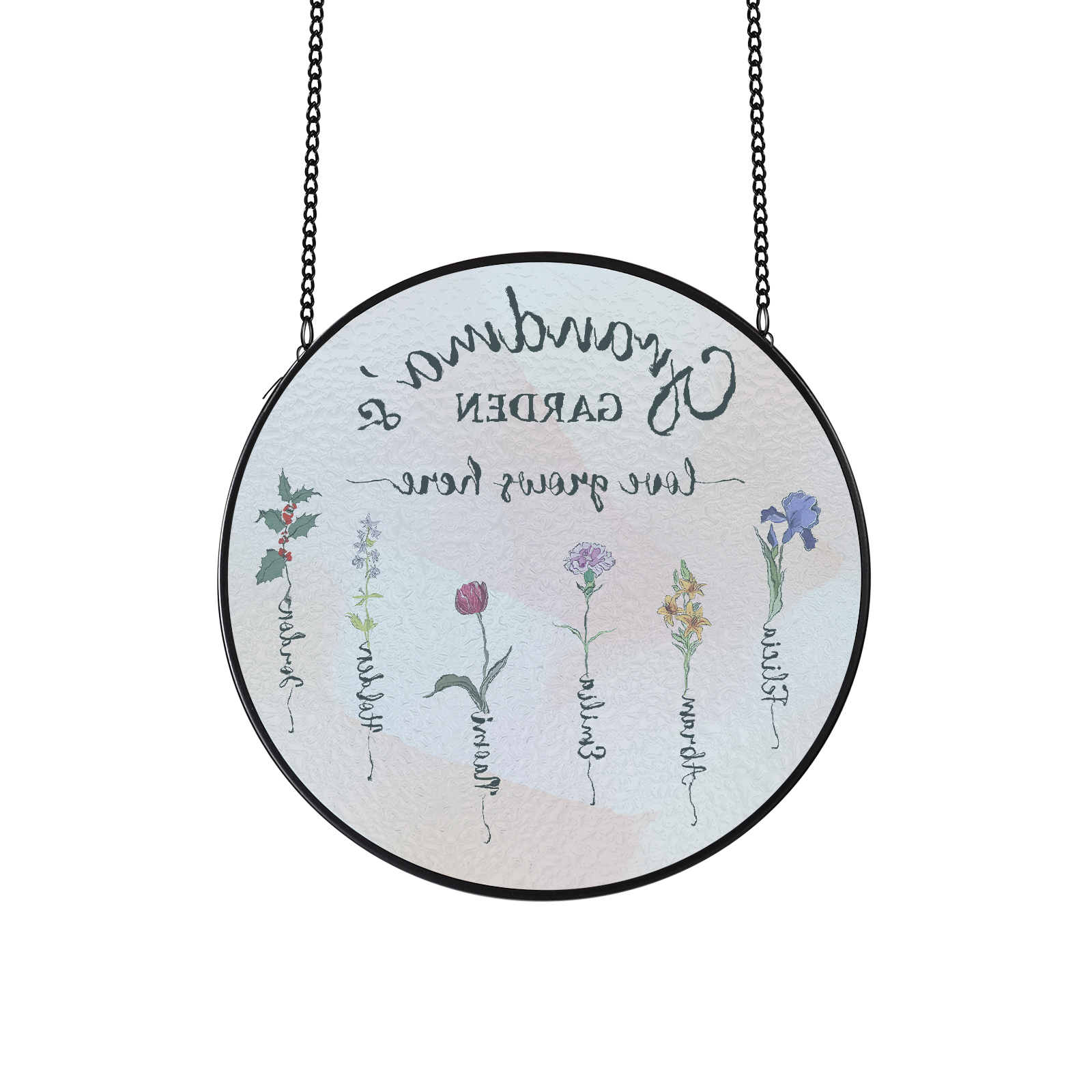 Personalized Garden Birthflower Suncatcher for Family with 2-6 Birthflowers Names