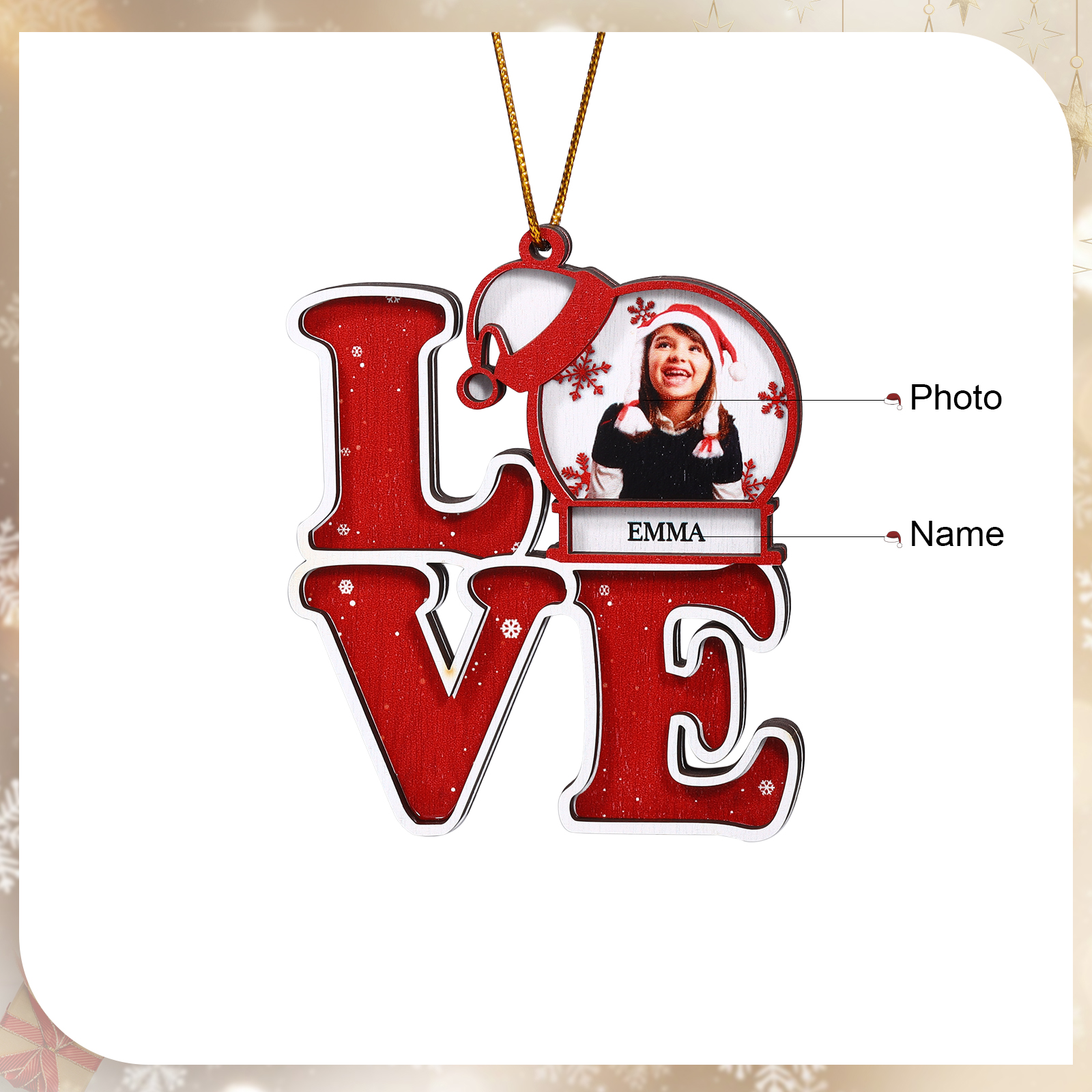 Personalized Christmas Ornament with Custom Photo & Name Perfect Holiday Gift for Family