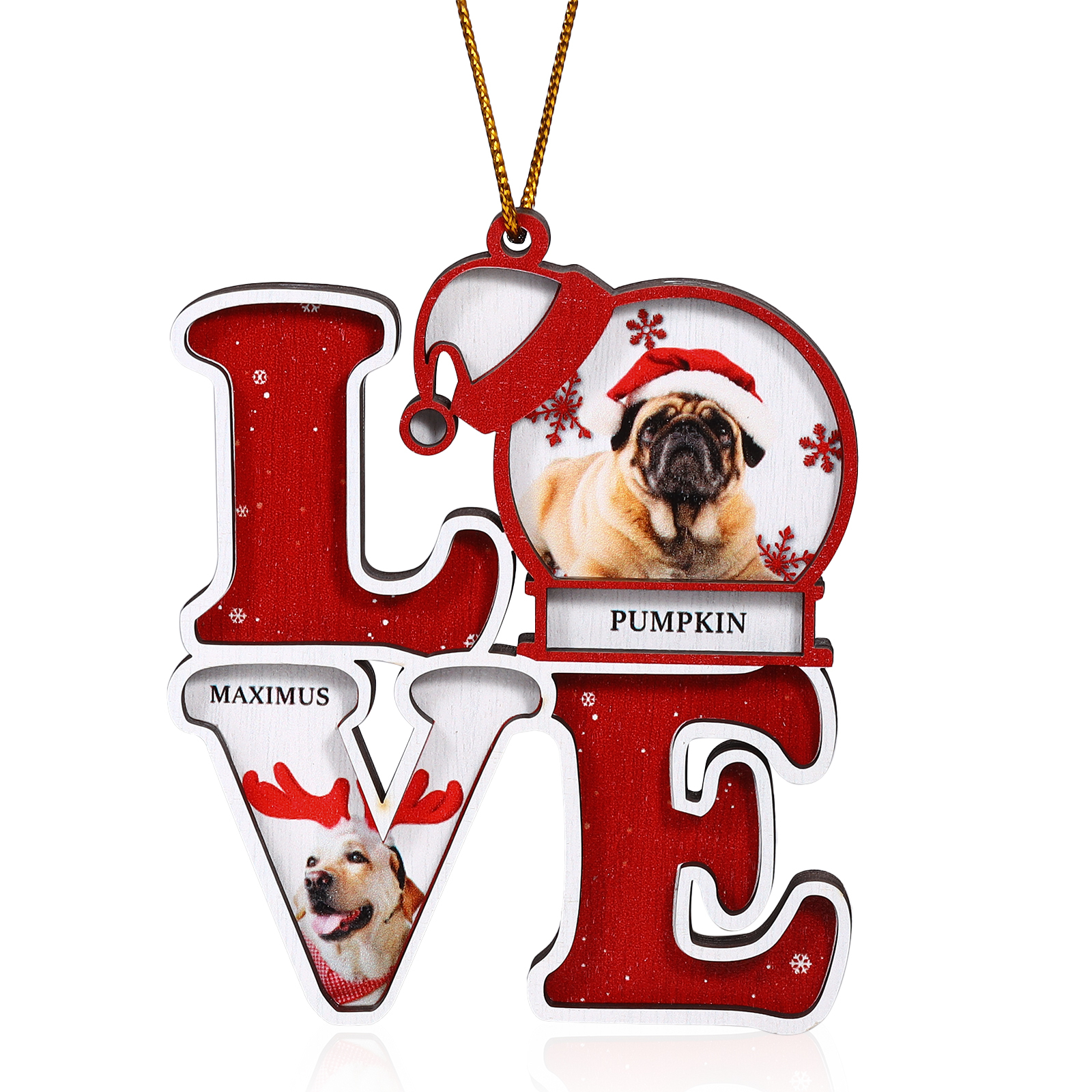 Personalized Christmas Ornament Custom 2 Photos & Names Decoration Perfect Family Gift