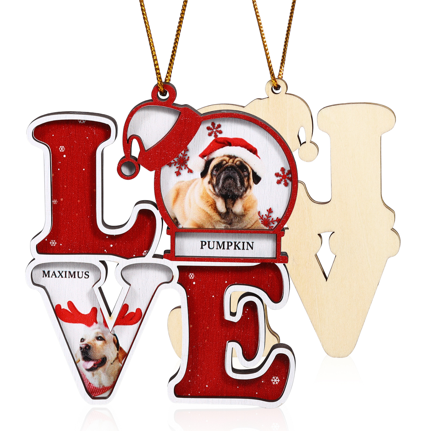 Personalized Christmas Ornament Custom 2 Photos & Names Decoration Perfect Family Gift