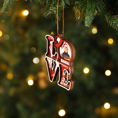 Personalized Family LOVE Christmas Ornament 4 Photos & Names