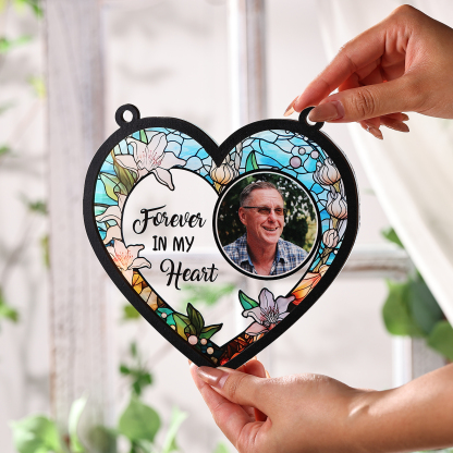 Personalized Memorial Sun Catcher with Photo and Text Elegant Light Catcher Keepsake