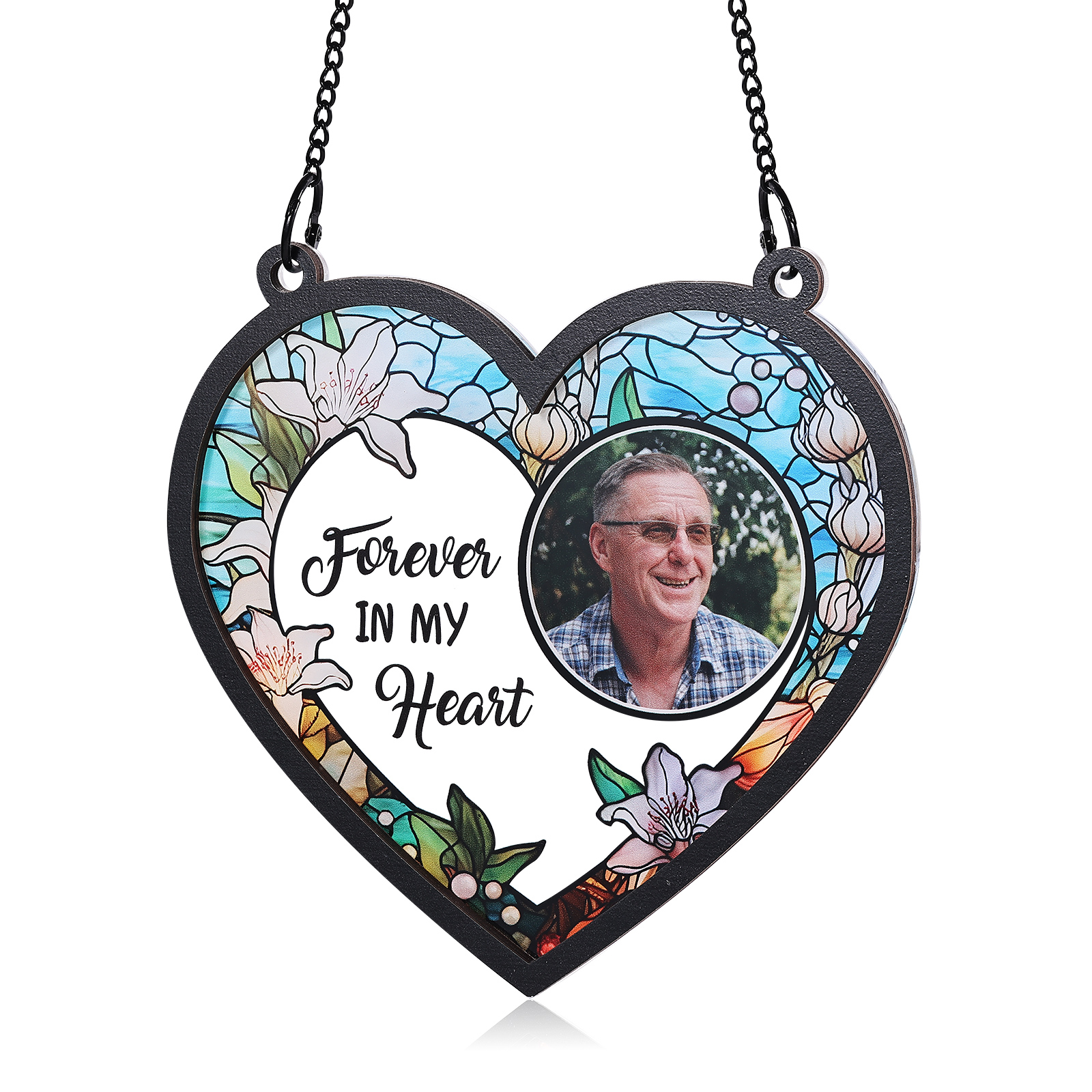 Personalized Memorial Sun Catcher with Photo and Text Elegant Light Catcher Keepsake