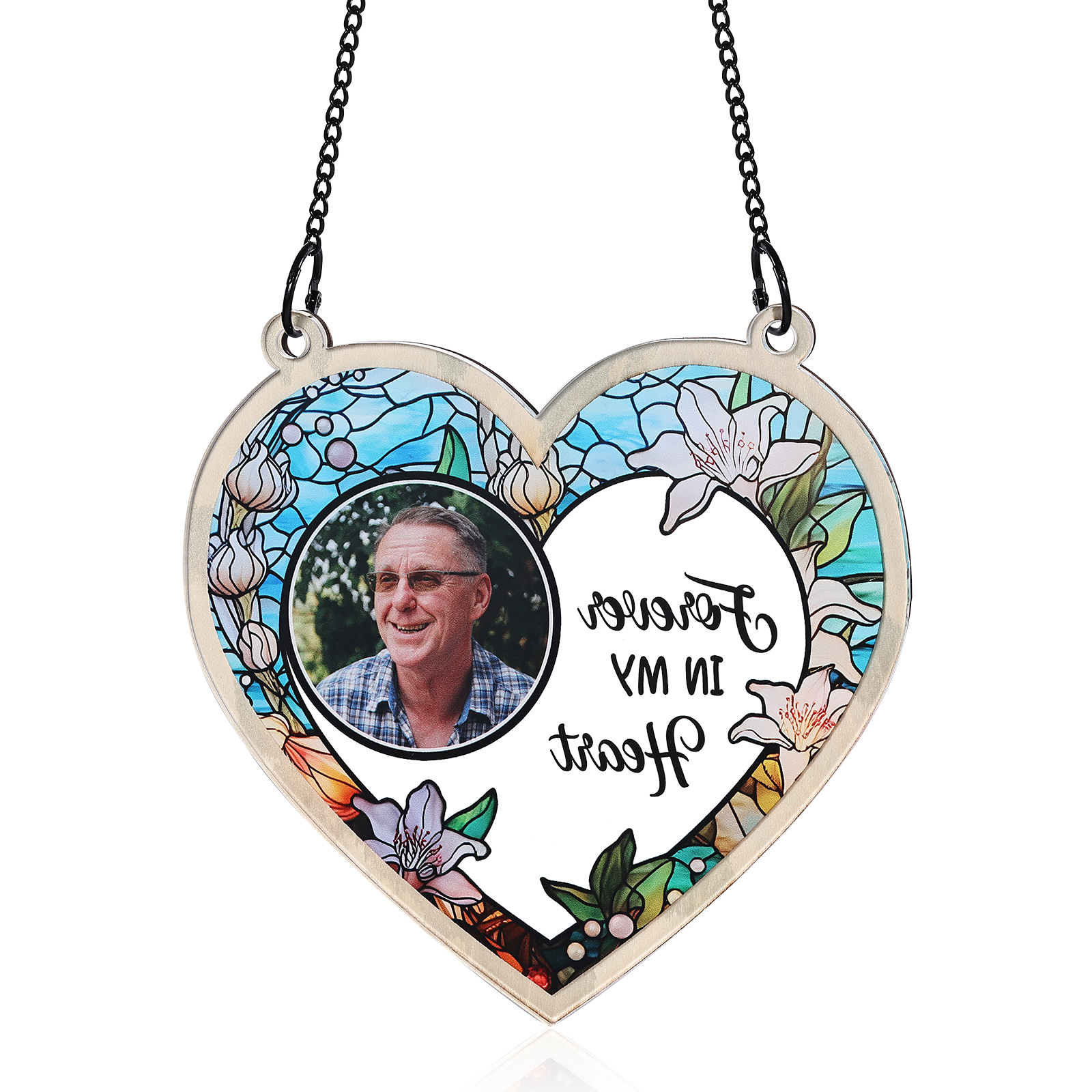 Personalized Memorial Sun Catcher with Photo and Text Elegant Light Catcher Keepsake