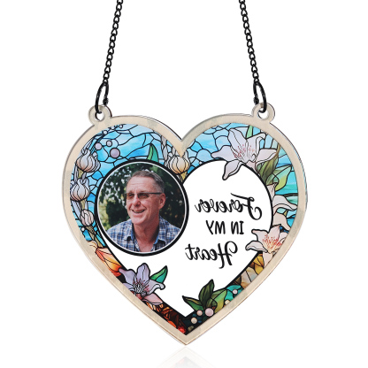 Personalized Memorial Sun Catcher with Photo and Text Elegant Light Catcher Keepsake