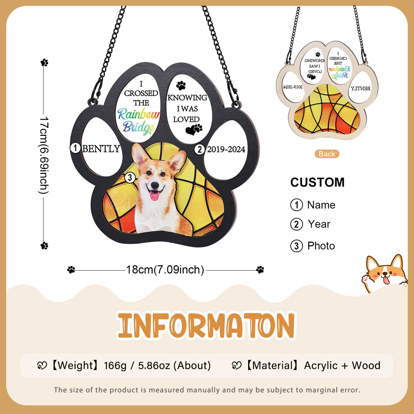 Personalized Pet Memorial Window Hanging Light Catcher A Lasting Tribute to Cherished Pets