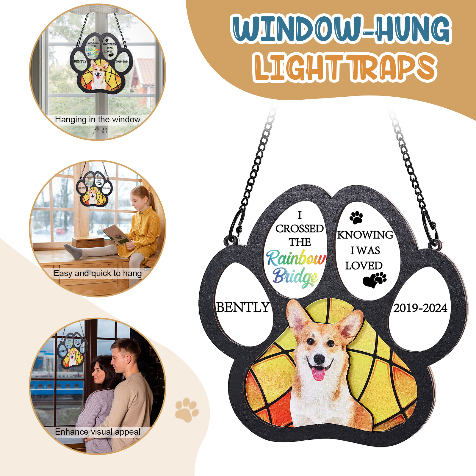 Personalized Pet Memorial Window Hanging Light Catcher A Lasting Tribute to Cherished Pets