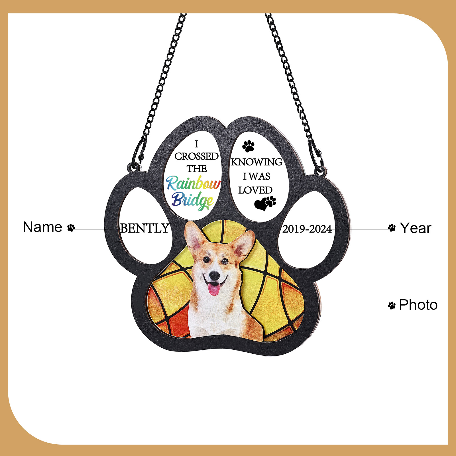 Personalized Pet Memorial Window Hanging Light Catcher A Lasting Tribute to Cherished Pets