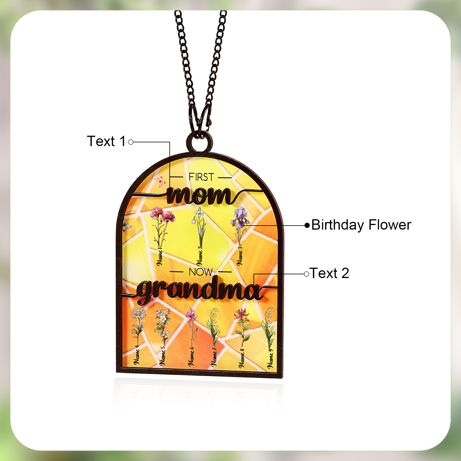 First Mom Now Grandma Family Personalized Window Hanging Suncatcher Gift For Mom Grandma