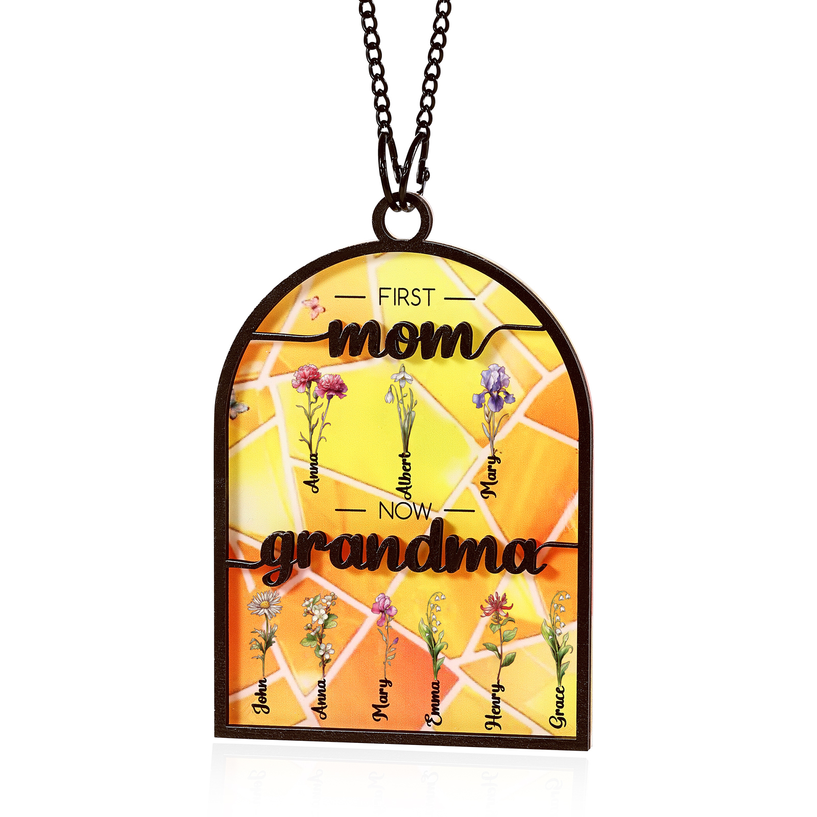 First Mom Now Grandma Family Personalized Window Hanging Suncatcher Gift For Mom Grandma
