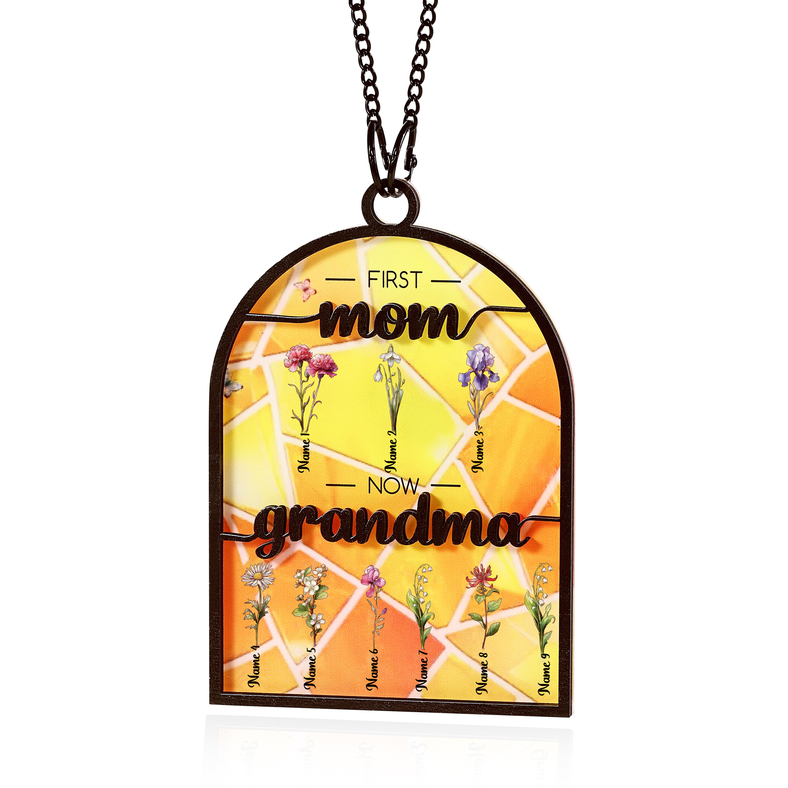 First Mom Now Grandma Family Personalized Window Hanging Suncatcher Gift For Mom Grandma