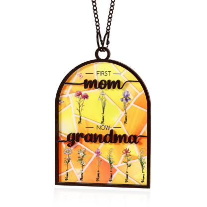 First Mom Now Grandma Family Personalized Window Hanging Suncatcher Gift For Mom Grandma