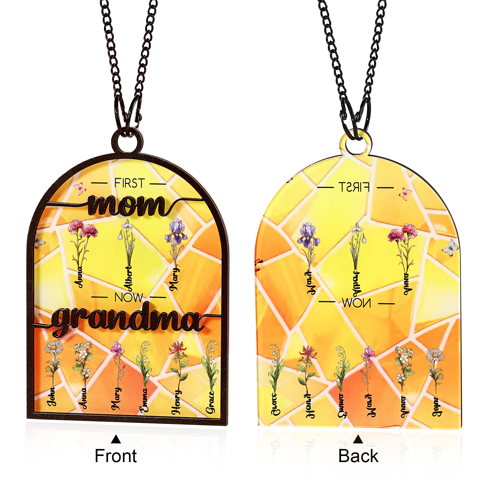 First Mom Now Grandma Family Personalized Window Hanging Suncatcher Gift For Mom Grandma
