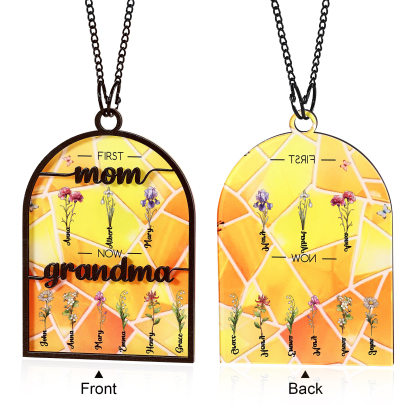 First Mom Now Grandma Family Personalized Window Hanging Suncatcher Gift For Mom Grandma