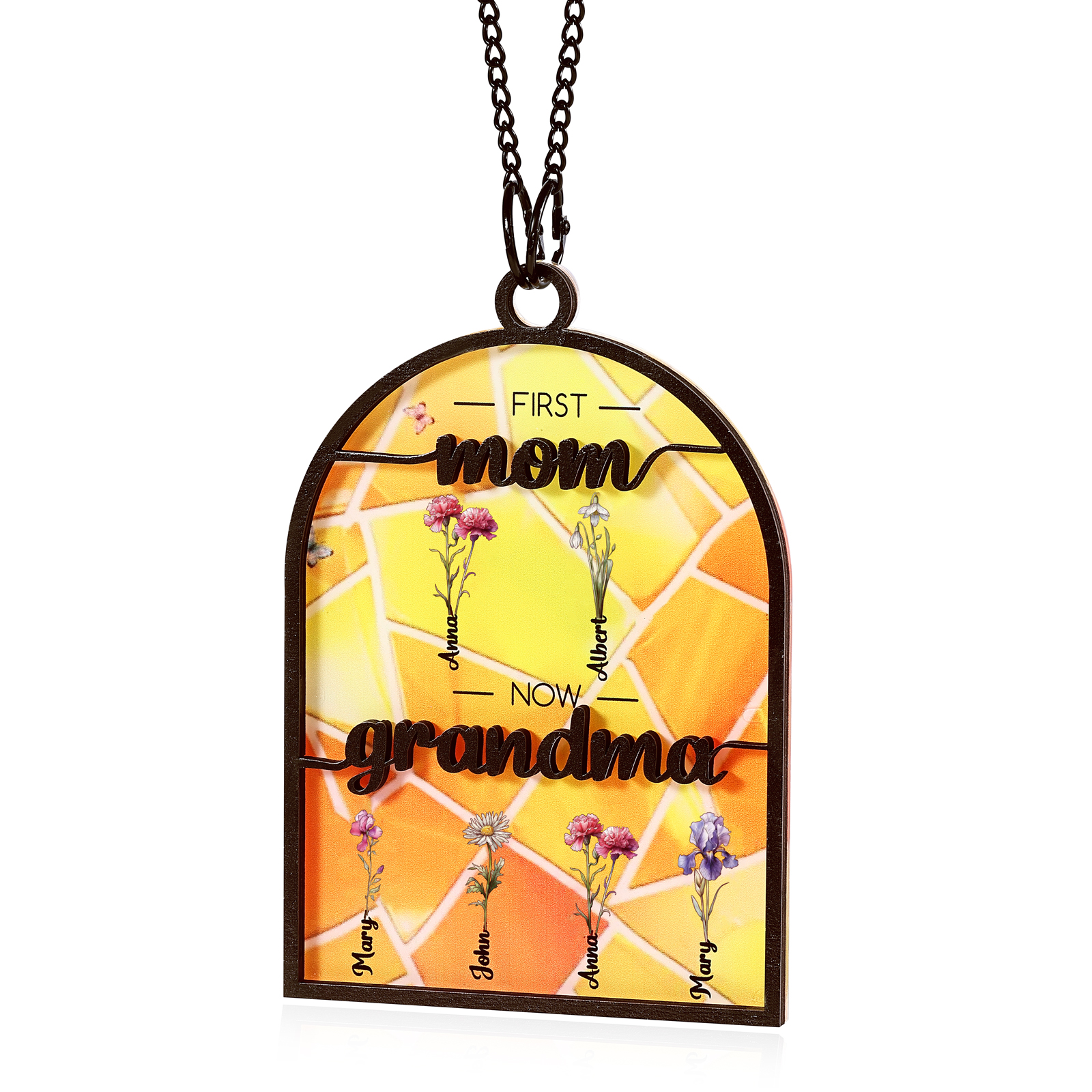 First Mom Now Grandma Family Personalized Window Hanging Suncatcher Gift For Mom Grandma
