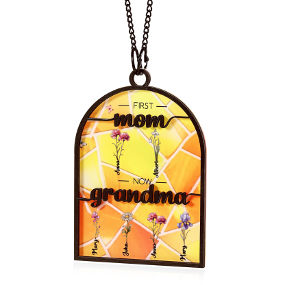 First Mom Now Grandma Family Personalized Window Hanging Suncatcher Gift For Mom Grandma