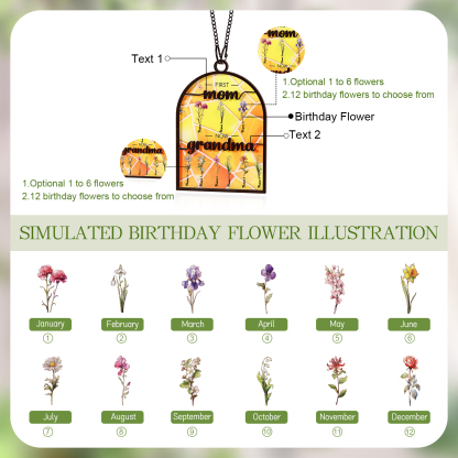 First Mom Now Grandma Family Personalized Window Hanging Suncatcher Gift For Mom Grandma