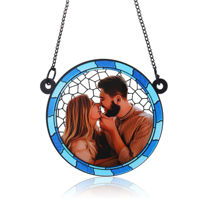 Custom Photo Where There Is Love There Is Life Couple Personalized Window Hanging Suncatcher Ornament Gift For Husband Wife