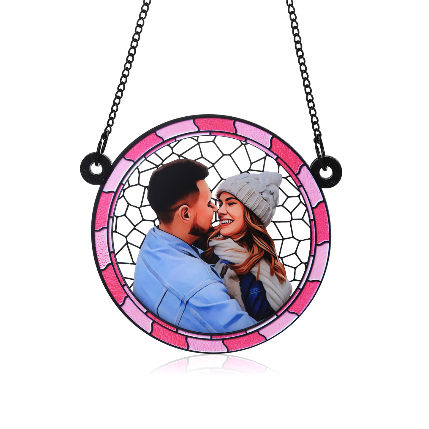 Custom Photo Where There Is Love There Is Life Couple Personalized Window Hanging Suncatcher Ornament Gift For Husband Wife