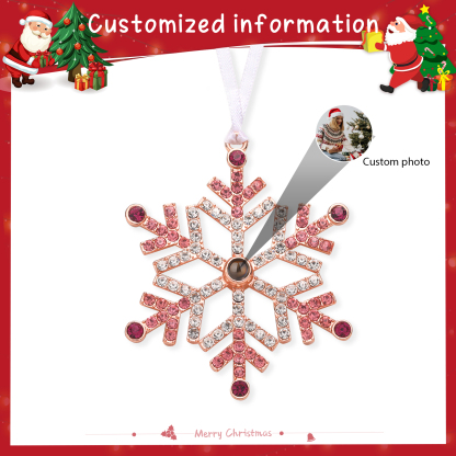 Personalized Christmas Tree Ornament with Photo Projection Snowflake Hanging Ornament in Pink or Blue