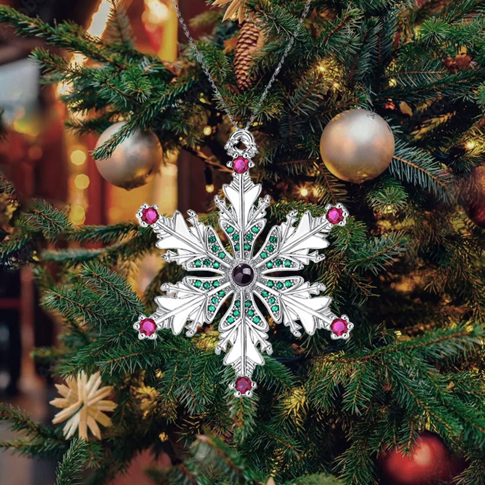 Personalized Christmas Tree Ornaments with Photo Projection Hanging Snowflake Gifts For Family/Friends