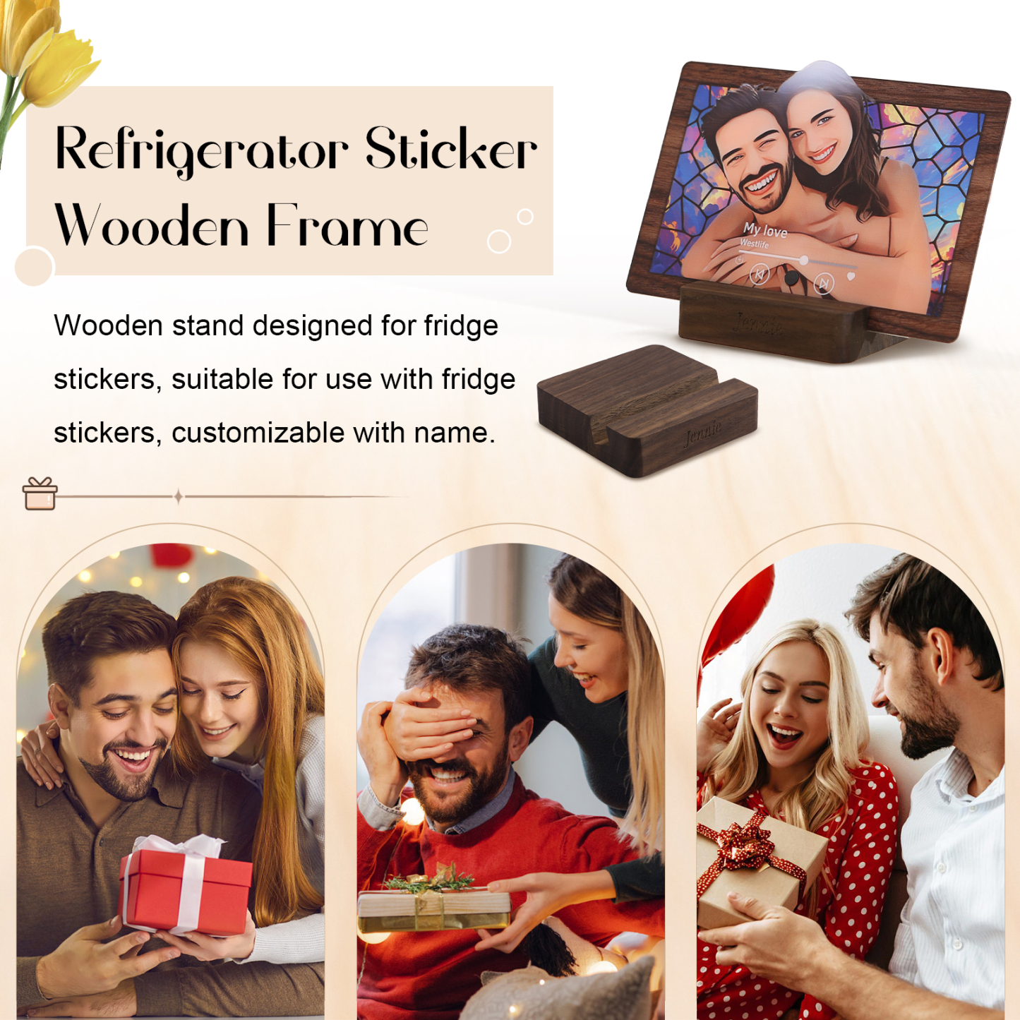 Wooden Base Display Stand Beech or Dark Walnut Romantic Gift for Family | Lorajewel