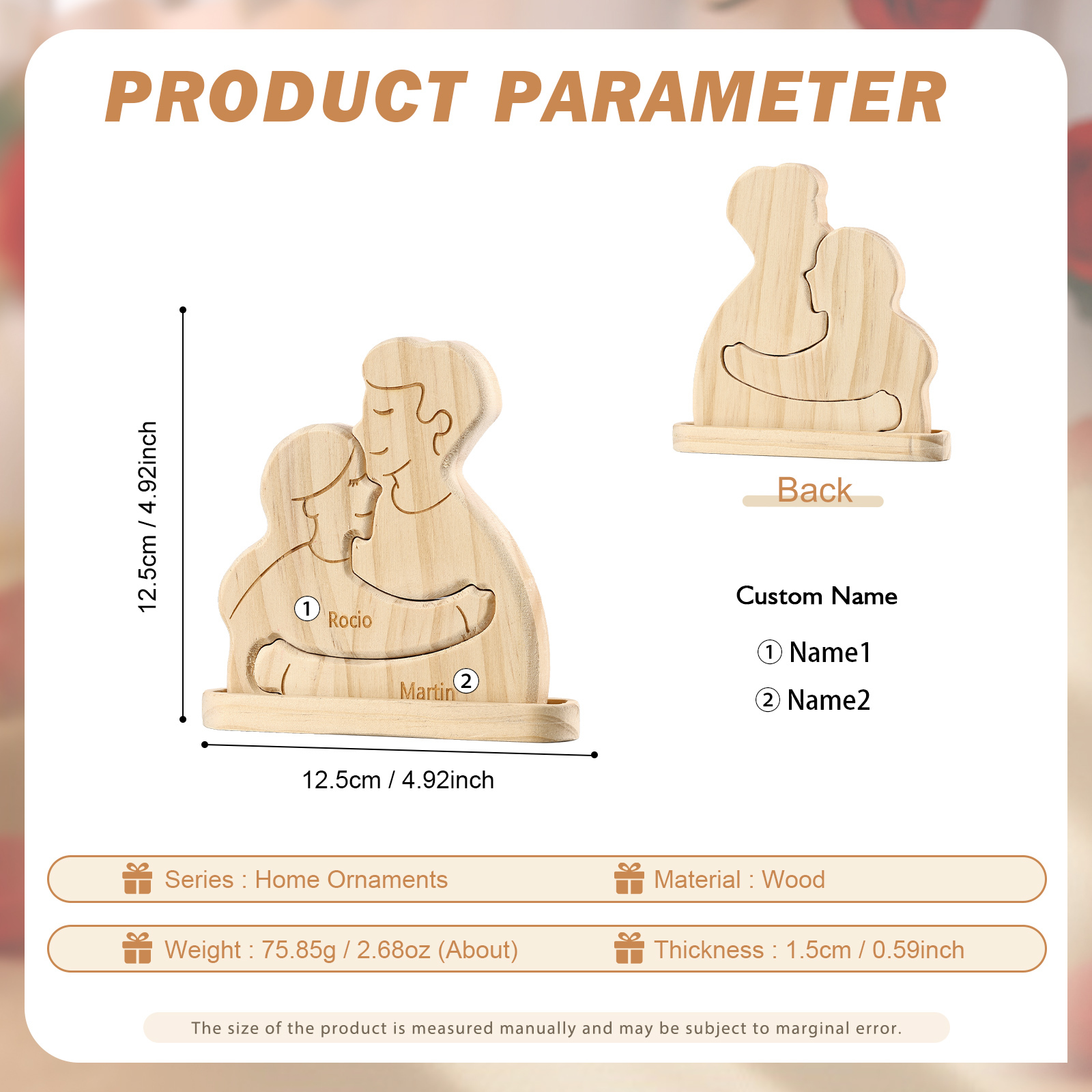 Personalized Puzzles with 2–5 Names Custom Family Wooden Puzzle Gift for Couple