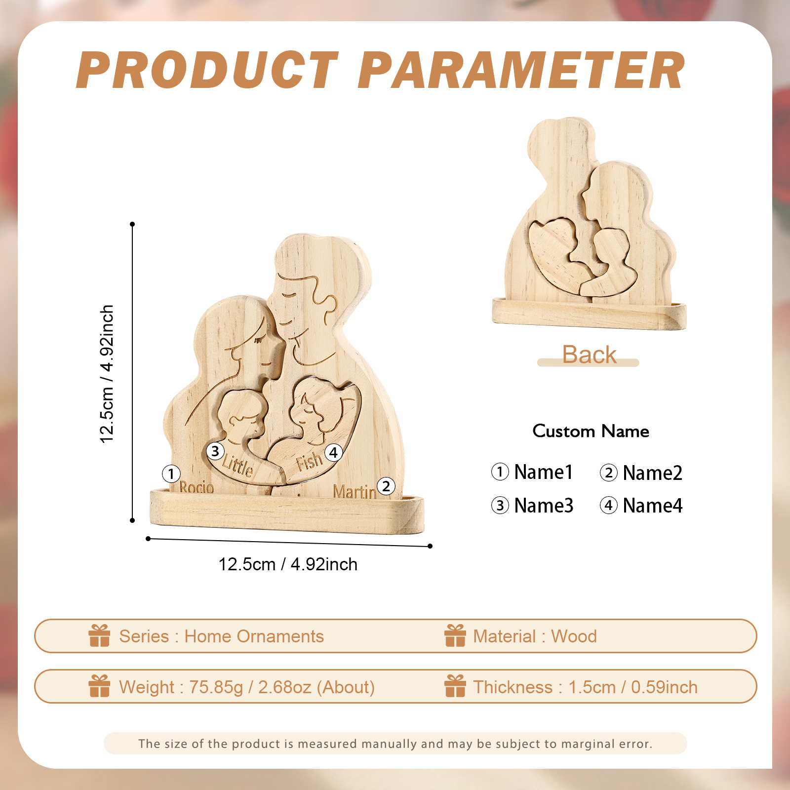 Personalized Puzzles with 2–5 Names Custom Family Wooden Puzzle Gift for Couple