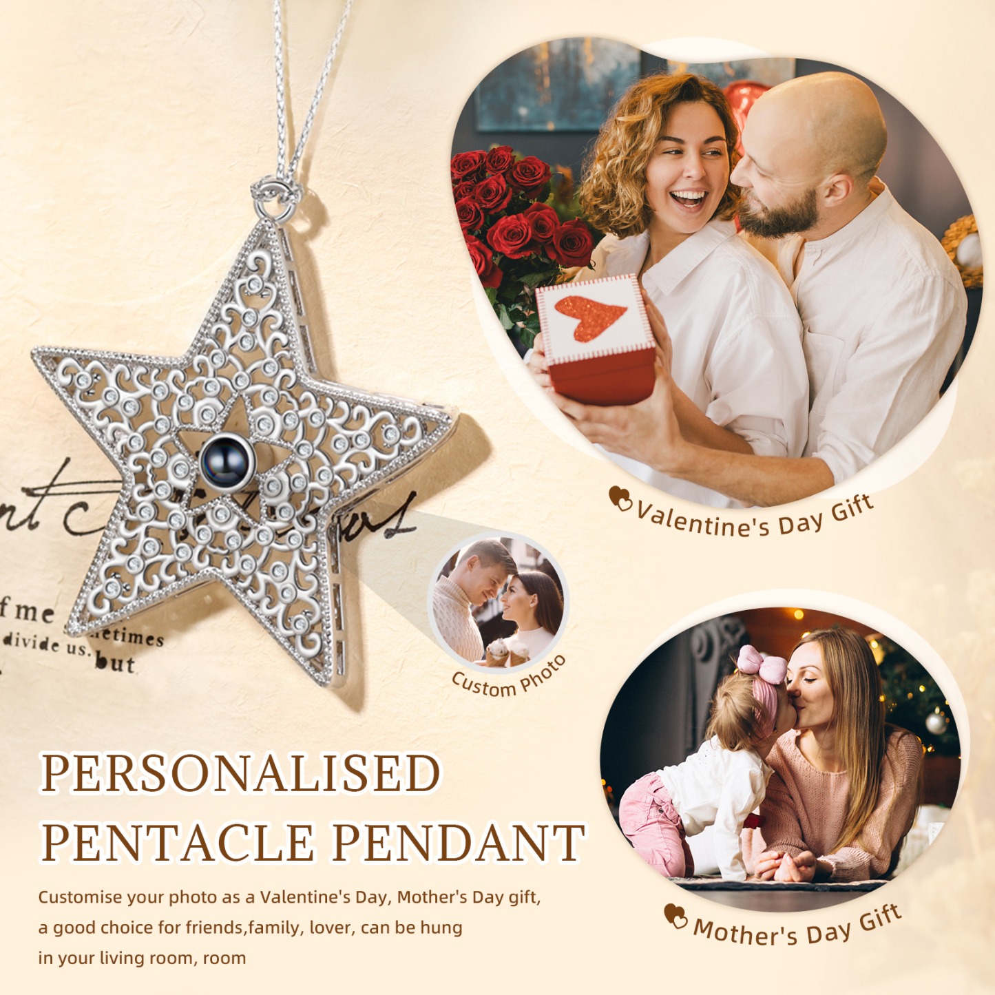 Personalized Star Photo Projection Ornament Unique Custom 1 Photo Gift for Your Lover