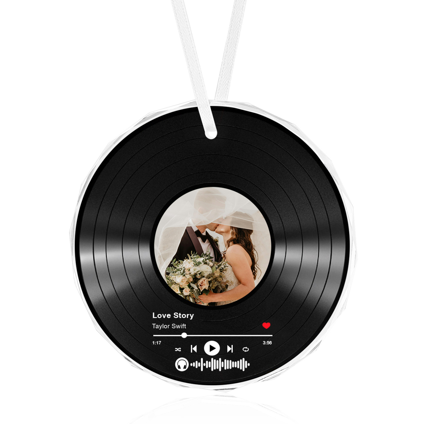 Personalized Photo and Song Ornament Custom Photo Record Ornament Gift for Couple