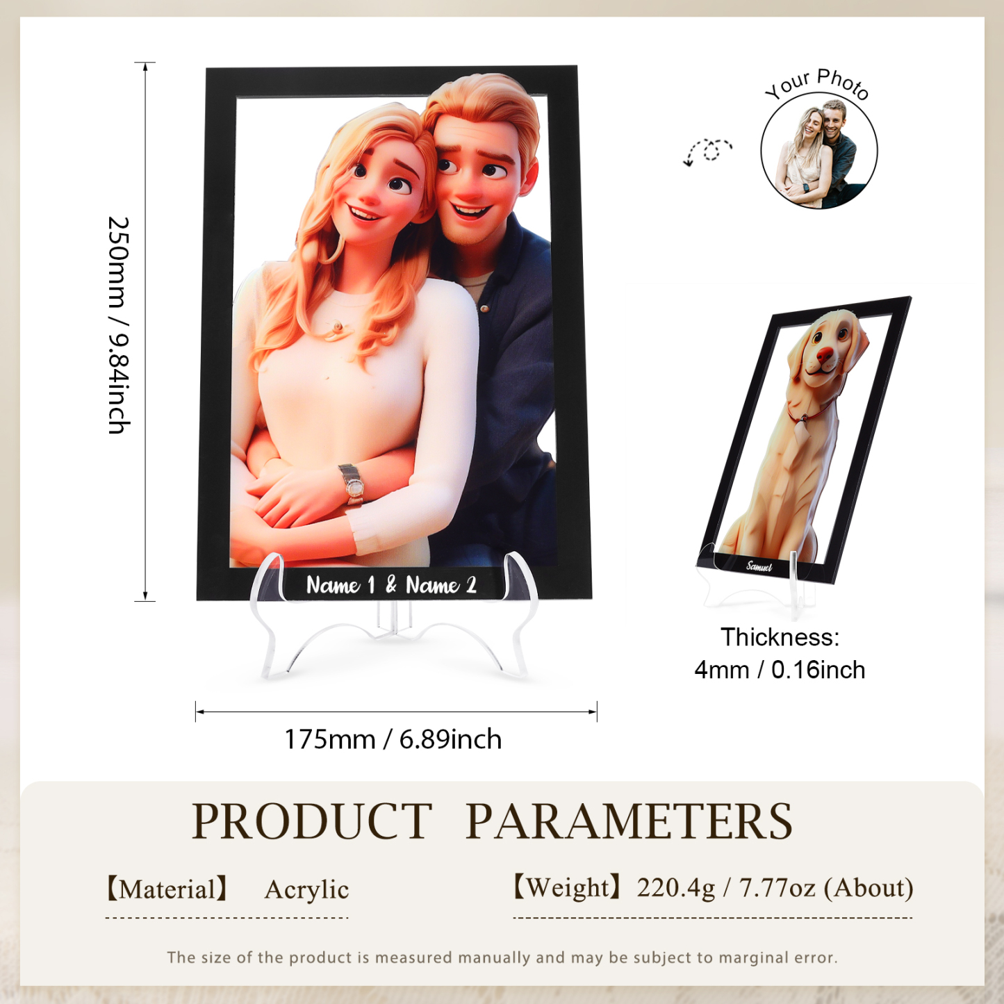 Personalized Cartoon Acrylic Plaque Heartfelt Valentines Day Gift for Couples