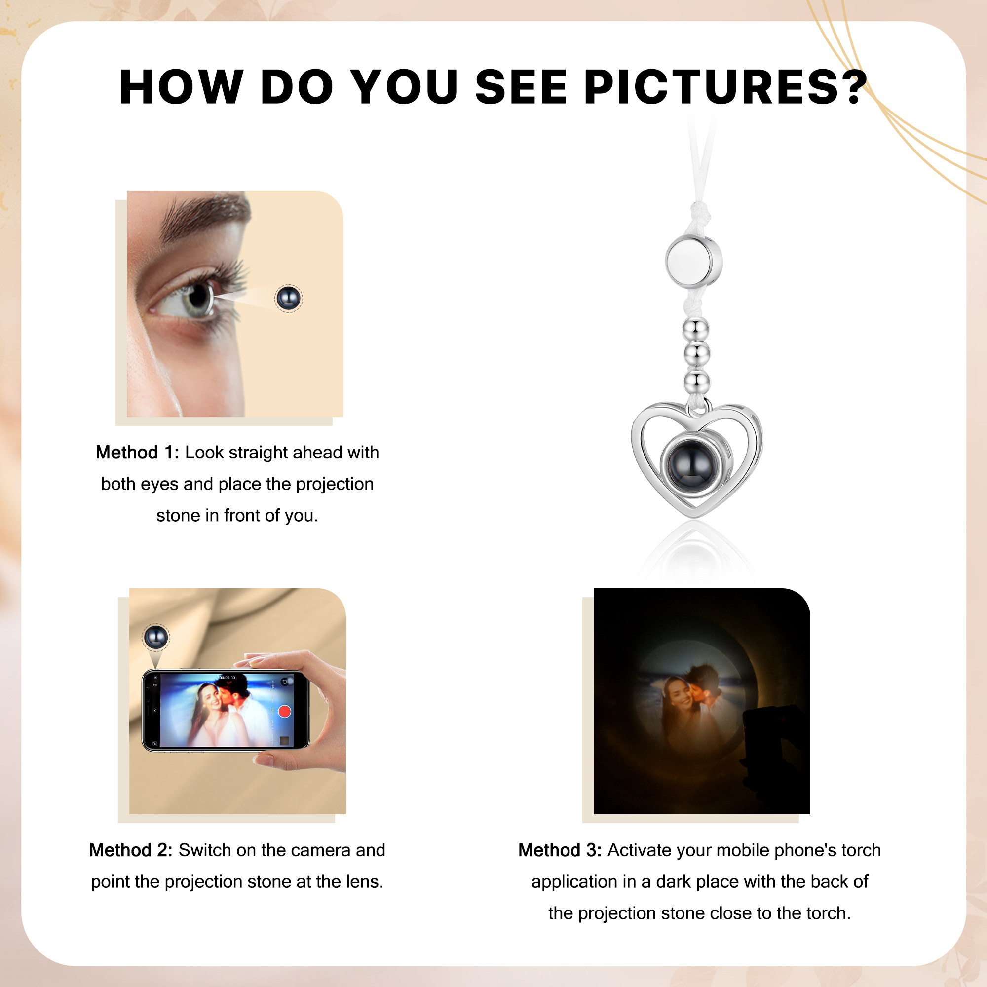 Personalized Projection Mobile Phone Strap Heart & Camera Shaped Gift for Lover