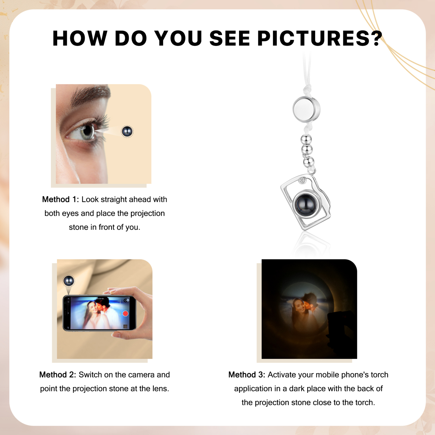 Personalized Projection Mobile Phone Strap Heart & Camera Shaped Gift for Lover