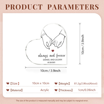 Personalised Heart-Shaped Acrylic Ornament Always and Forever Pinky Promise Valentine’s Day Gift for Him