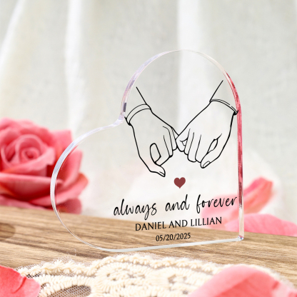Personalised Heart-Shaped Acrylic Ornament Always and Forever Pinky Promise Valentine’s Day Gift for Him
