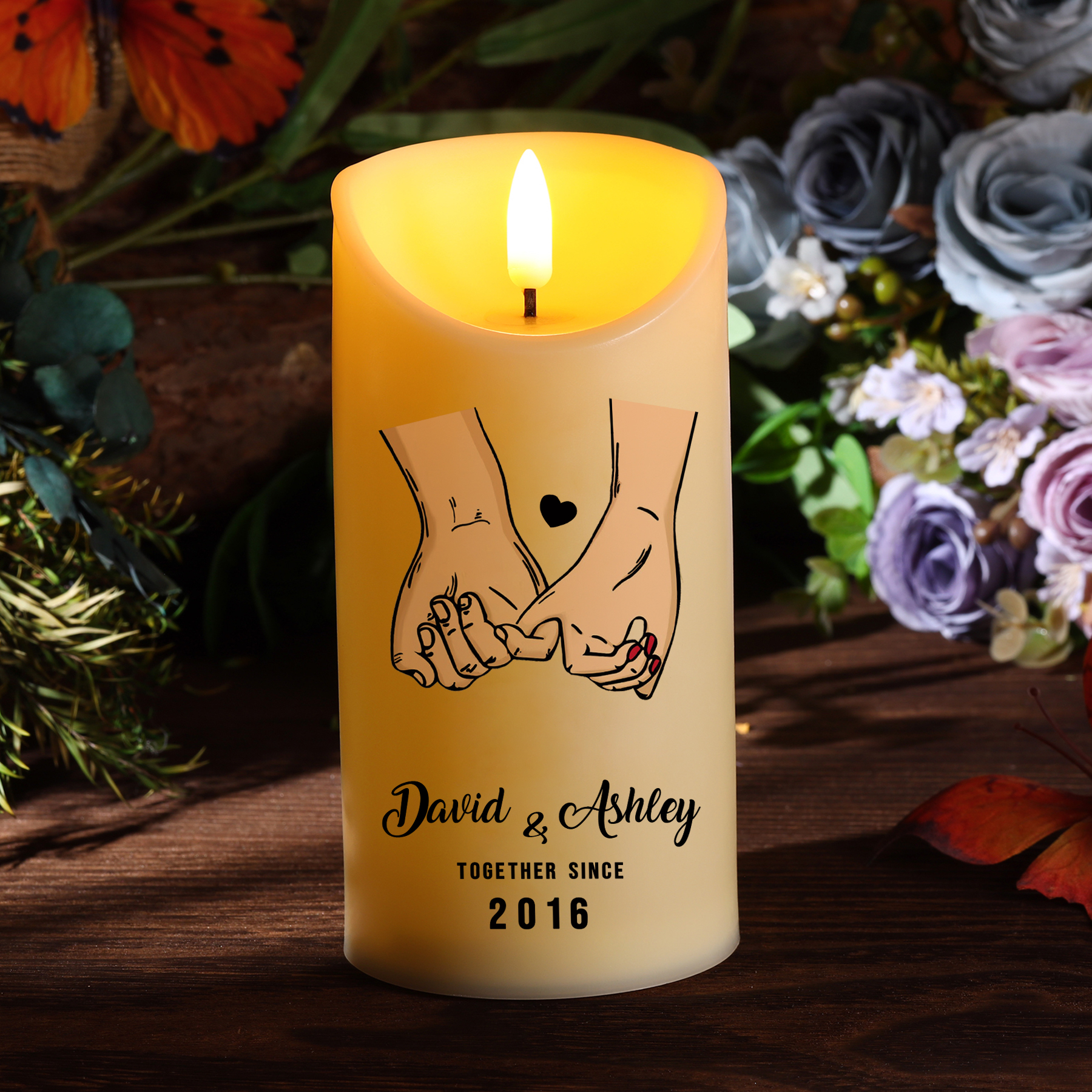 Personalized LED Candle Pinky Promise Together Since Gift for Couple