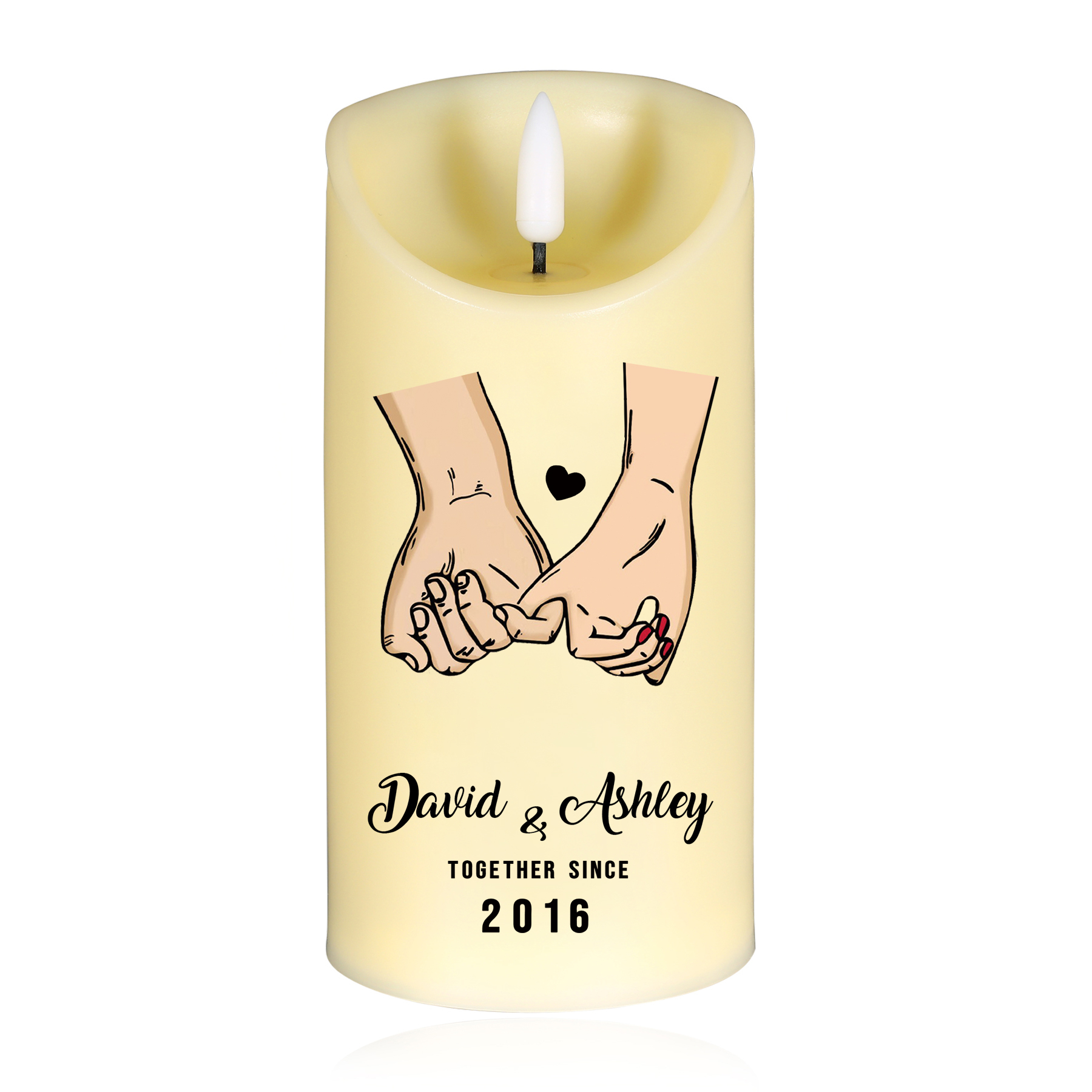 Personalized LED Candle Pinky Promise Together Since Gift for Couple