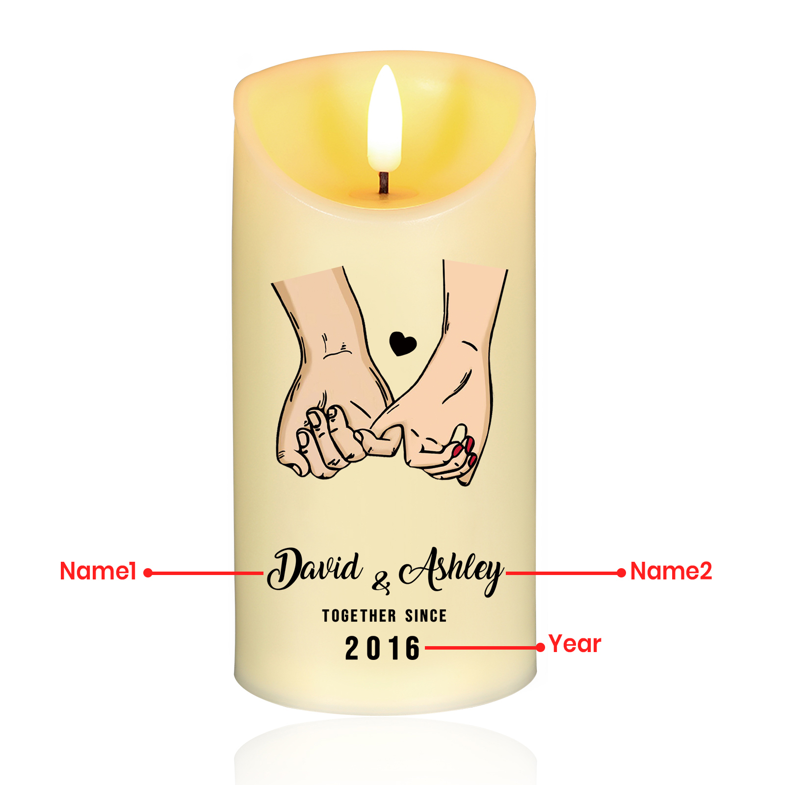 Personalized LED Candle Pinky Promise Together Since Gift for Couple