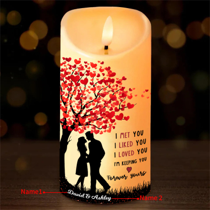 Personalized LED Candle I Met You I Loved You Couple Standing Under the Heart Tree