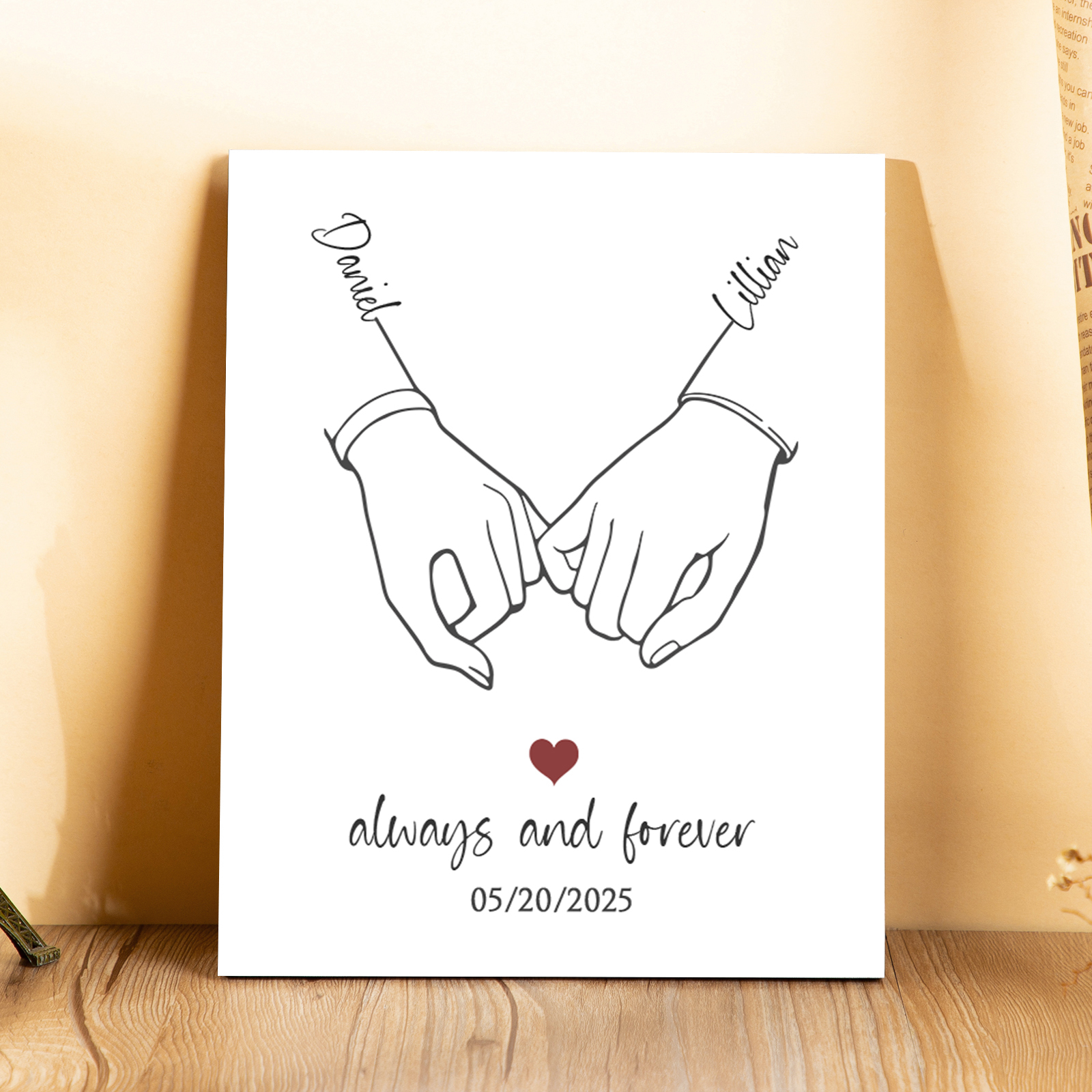 Personalized Pinky Promise Wooden Plaque Always and Forever Gift for Couple