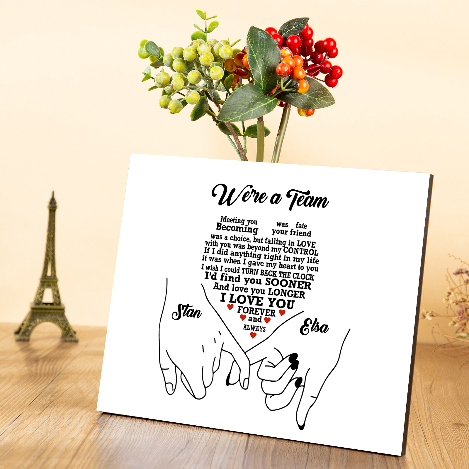 Personalized Wooden Plaque We are a Team Pinky Promise Gift for Couple