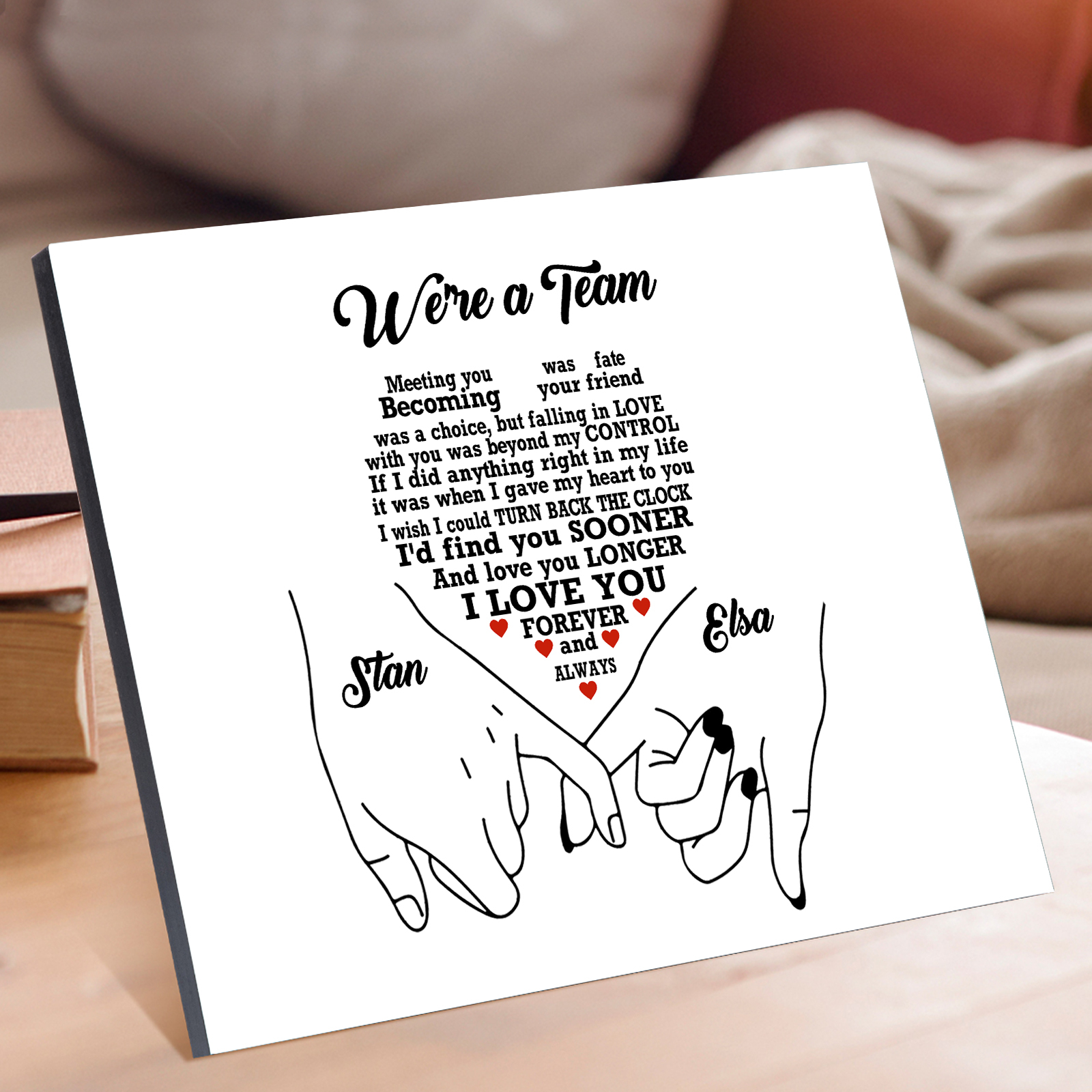 Personalized Wooden Plaque We are a Team Pinky Promise Gift for Couple