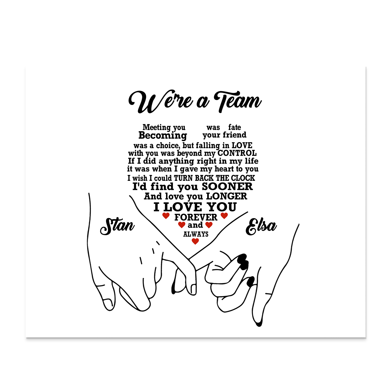 Personalized Wooden Plaque We are a Team Pinky Promise Gift for Couple