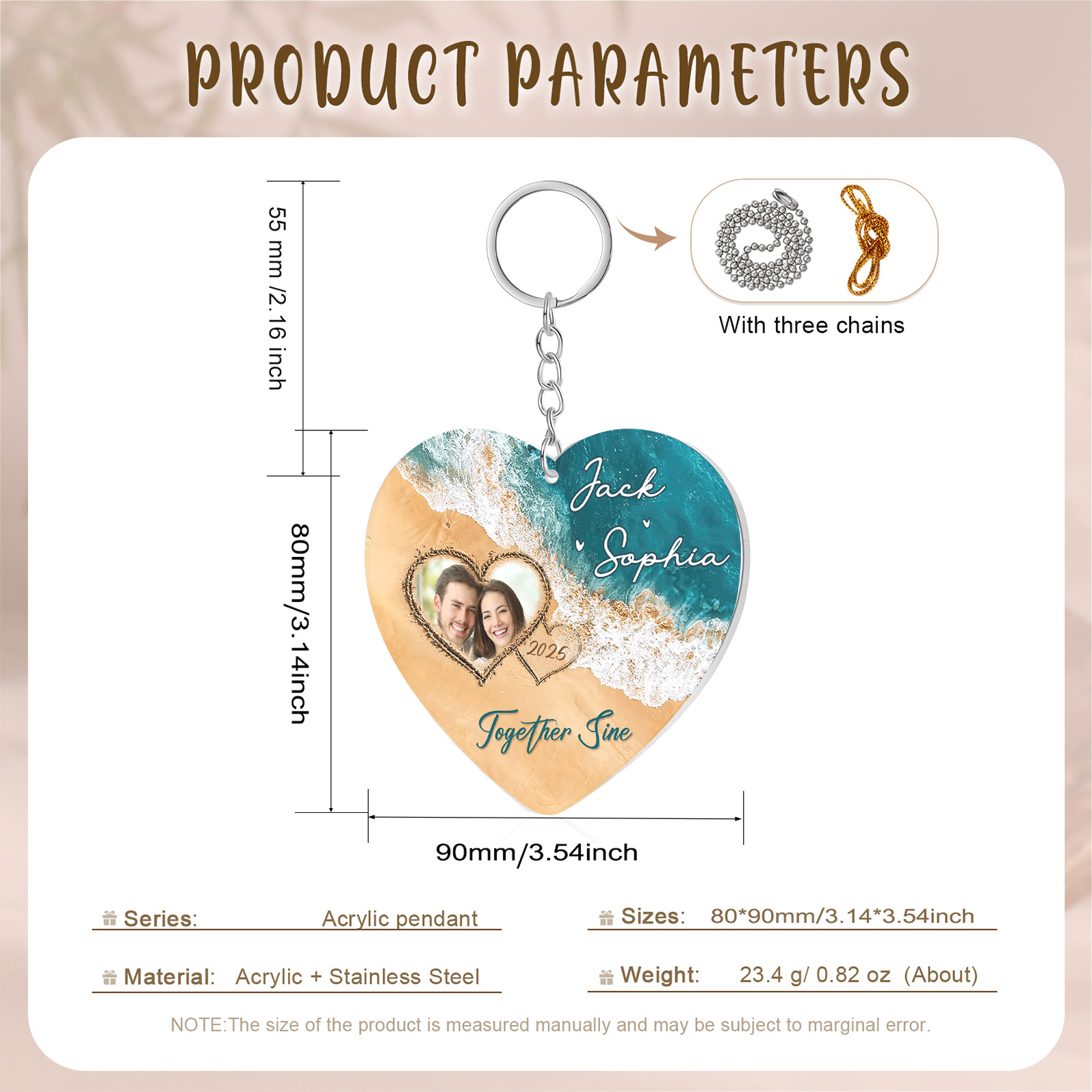 Personalized Acrylic Ornament Together Since Custom Gift for Your Lover