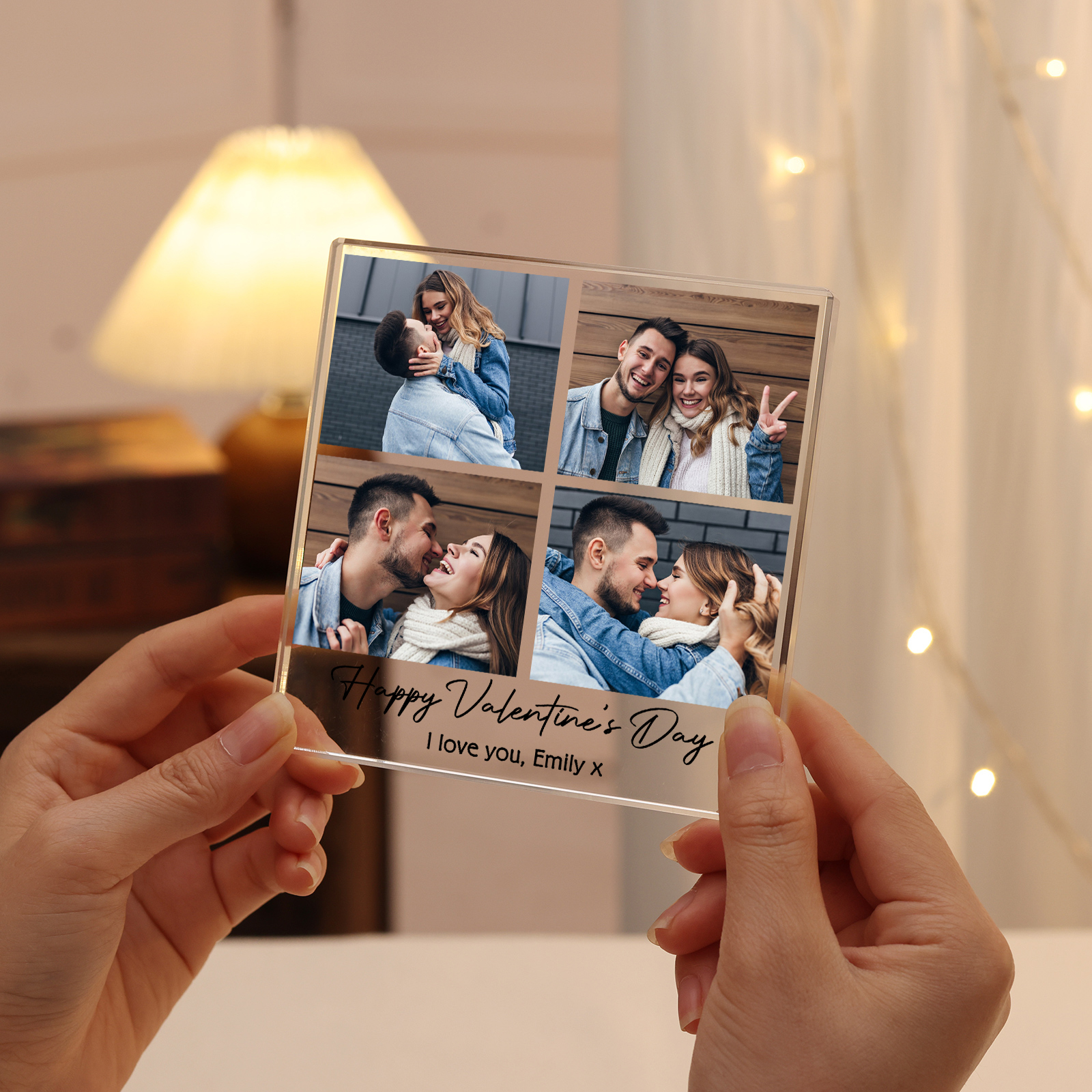 Personalized Photo Acrylic Plaque Custom 1 to 6 photos Gift for Couple